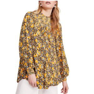 Free People Flowers In Her Hair Tunic Top In Yellow Combo